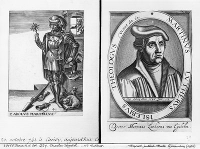 Karl Martell (688-741) und Martin Luther (1483-1546) von French School